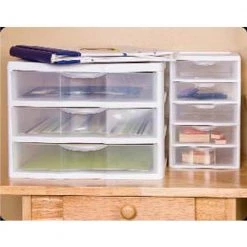 7.25 in. x 11.125 in. Small 5-Drawer Unit (4-Pack) with Storage Cabinet (4-Pack) by Sterilite -Cheap Sterilite Store clear white sterilite storage drawers 175540 44 1000