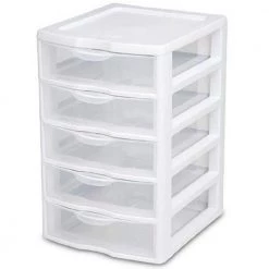 7.25 in. x 11.125 in. Small 5-Drawer Unit (4-Pack) with Storage Cabinet (4-Pack) by Sterilite