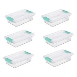 Small File Clip Box Clear Storage Containers with Lid (6 Pack) by Sterilite