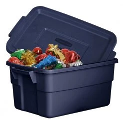 3-Gal. Stackable Storage Container, Dark Indigo Metallic (12 Pack) by Rubbermaid -Cheap Sterilite Store dark indigo metallic rubbermaid storage bins 2 x rmrt030016 6pack 1f 1000