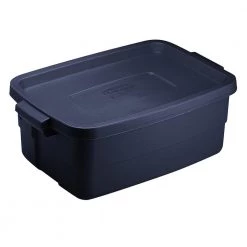 3-Gal. Stackable Storage Container, Dark Indigo Metallic (12 Pack) by Rubbermaid -Cheap Sterilite Store dark indigo metallic rubbermaid storage bins 2 x rmrt030016 6pack 4f 1000