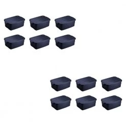 3-Gal. Stackable Storage Container, Dark Indigo Metallic (12 Pack) by Rubbermaid