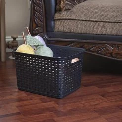 12736 Tall Wicker Weave Plastic Laundry Storage Basket, Brown (6 Pack) by Sterilite -Cheap Sterilite Store espresso sterilite laundry baskets 6 x 12736p06 44 1000