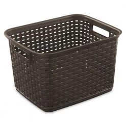 12736 Tall Wicker Weave Plastic Laundry Storage Basket, Brown (6 Pack) by Sterilite -Cheap Sterilite Store espresso sterilite laundry baskets 6 x 12736p06 c3 1000