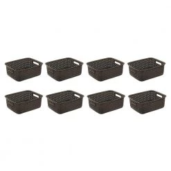 Small 11 in. Long Weave Home Storage Tote Organizer, Espresso (8-Pack) by Sterilite