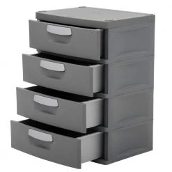 35.5 in. H x 26.625 in. W x 19.25 in. 4-Drawer Plastic Chest by Sterilite -Cheap Sterilite Store flat gray sterilite storage drawers 01743v01 1d 1000