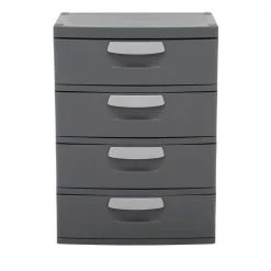 35.5 in. H x 26.625 in. W x 19.25 in. 4-Drawer Plastic Chest by Sterilite -Cheap Sterilite Store flat gray sterilite storage drawers 01743v01 a0 1000