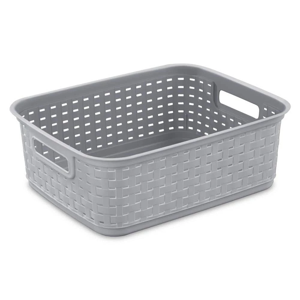 5.25 in. H x 12.25 in. W x 15 in. D Gray Plastic Cube Storage Bin by Sterilite 4 5.25 in. H x 12.25 in. W x 15 in. D Gray Plastic Cube Storage Bin by Sterilite - Image 2