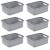 Short Weave Wicker Pattern Storage Container Basket, Gray (6-Pack) by Sterilite