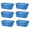 Roughneck 10-Gal. Storage Tote Container in Heritage Blue (6-Pack) by Rubbermaid -Cheap Sterilite Store heritage blue rubbermaid storage bins rmrt100018 6pack 64 1000