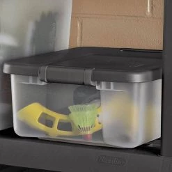 25 Qt. Shelf Tote with Flat Gray Lid and Platinum Latches (18-Pack) by Sterilite 13 25 Qt. Shelf Tote with Flat Gray Lid and Platinum Latches (18-Pack) by Sterilite -Cheap Sterilite Store multi color sterilite storage bins 18 x 19363v06 1f 1000