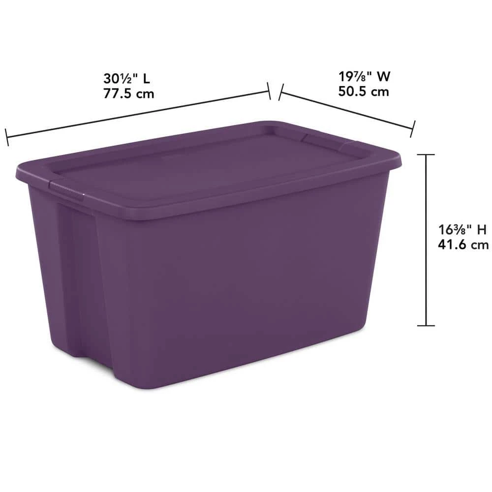 Classic Lidded Stackable 30 Gal Storage Tote Container, Purple, 6 Pack by Sterilite 7 Classic Lidded Stackable 30 Gal Storage Tote Container, Purple, 6 Pack by Sterilite - Image 5