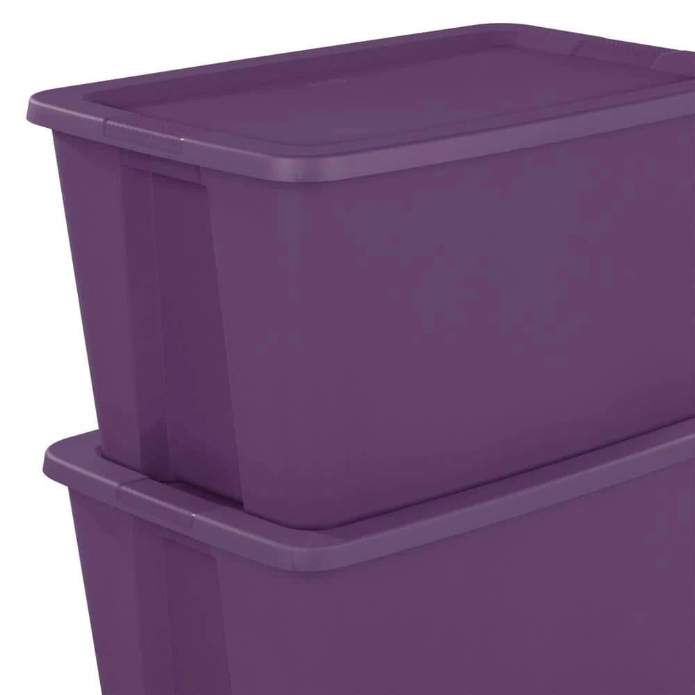 Classic Lidded Stackable 30 Gal Storage Tote Container, Purple, 6 Pack by Sterilite 5 Classic Lidded Stackable 30 Gal Storage Tote Container, Purple, 6 Pack by Sterilite - Image 3
