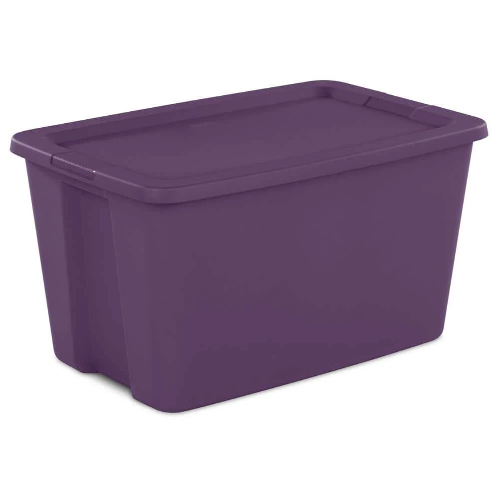 Classic Lidded Stackable 30 Gal Storage Tote Container, Purple, 6 Pack by Sterilite 4 Classic Lidded Stackable 30 Gal Storage Tote Container, Purple, 6 Pack by Sterilite - Image 2