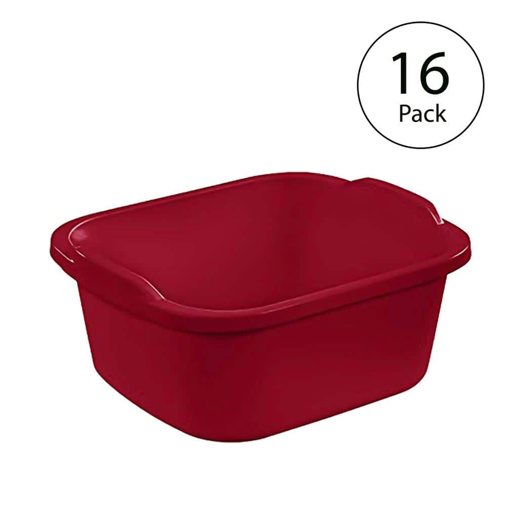 Large Multi Function Home 12 Qt Sink Dish Washing Pan, Red (16 Pack) by Sterilite 3 Large Multi Function Home 12 Qt Sink Dish Washing Pan, Red (16 Pack) by Sterilite