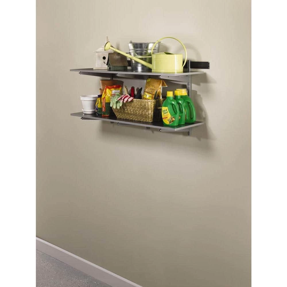 FastTrack 16 in. x 48 in. Composite Garage Wall Shelving in Silver by Rubbermaid 6 FastTrack 16 in. x 48 in. Composite Garage Wall Shelving in Silver by Rubbermaid - Image 4