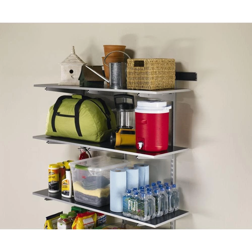FastTrack 16 in. x 48 in. Composite Garage Wall Shelving in Silver by Rubbermaid 4 FastTrack 16 in. x 48 in. Composite Garage Wall Shelving in Silver by Rubbermaid - Image 2