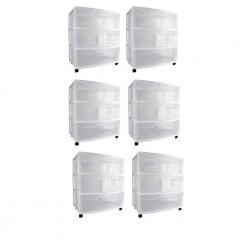 15.25 in. W x 25.625 in. H Home 3-Drawer Wide Storage Cart Container with Casters (6-Pack) by Sterilite