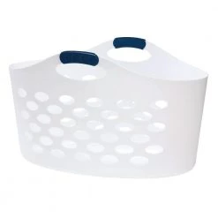 Flex 'N Carry White Laundry Basket by Rubbermaid
