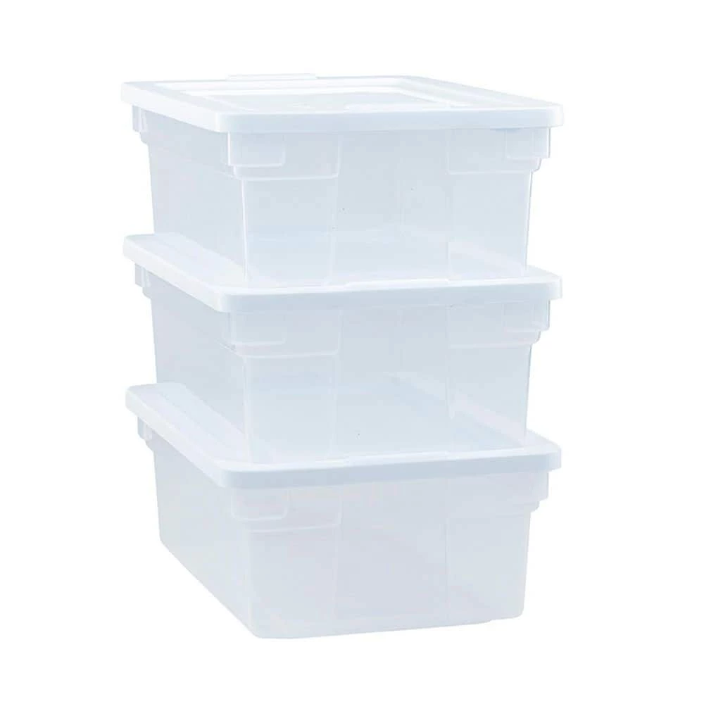 Classic Clear 12 qt. Stackable Heavy Duty Plastic Storage Bins by Rubbermaid 3 Classic Clear 12 qt. Stackable Heavy Duty Plastic Storage Bins by Rubbermaid