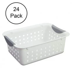 4 in. H x 8 in. W x 11.125 in. D White Plastic Cube Storage Bin 12-Pack by Sterilite