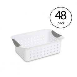 4 in. H x 8 in. W x 11.125 in. D White Plastic Cube Storage Bin 48-Pack by Sterilite