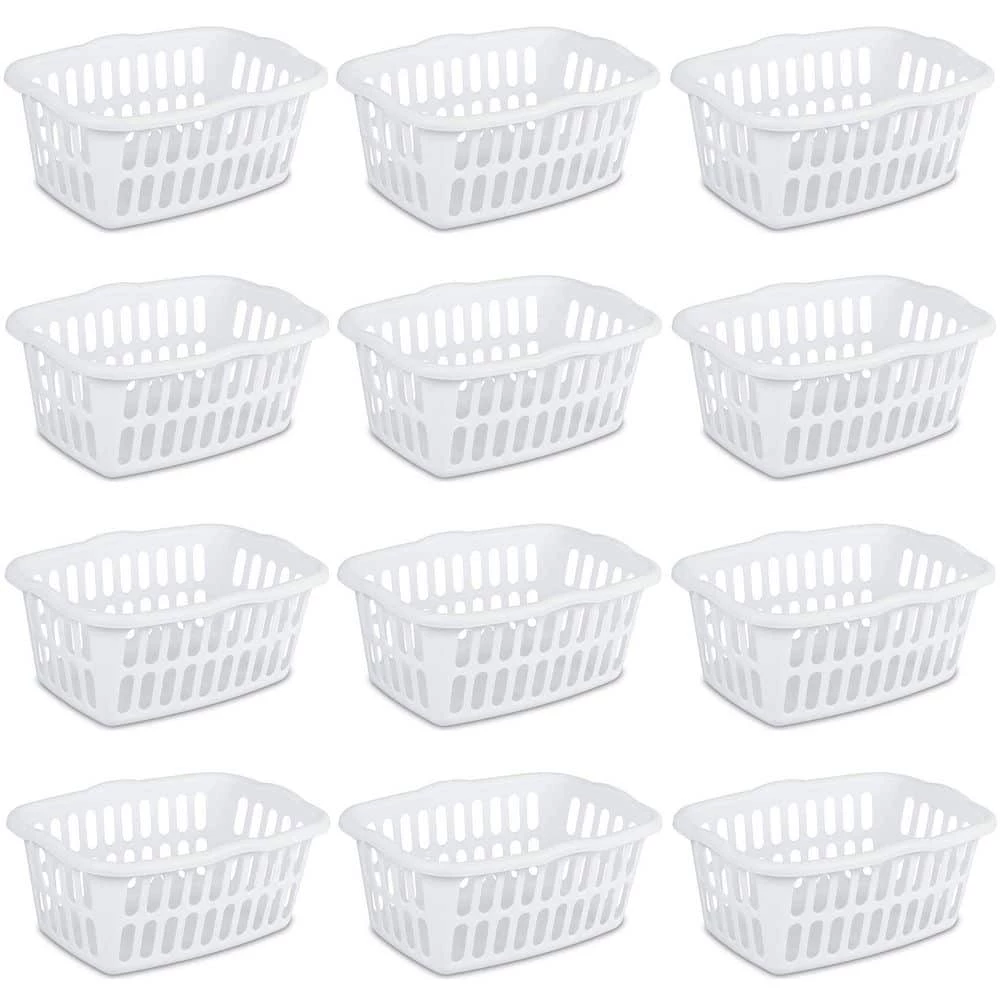 1.5 Bushel Rectangular Plastic Laundry Basket Bins, White, 12 Pack by Sterilite 3 1.5 Bushel Rectangular Plastic Laundry Basket Bins, White, 12 Pack by Sterilite
