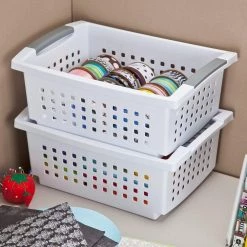 14.75 in. L x 10.75 in. W x 6.25 in. H White Plastic Medium Home Stackable Storage and Organizer Basket (10-Pack) by Sterilite 9 14.75 in. L x 10.75 in. W x 6.25 in. H White Plastic Medium Home Stackable Storage and Organizer Basket (10-Pack) by Sterilite -Cheap Sterilite Store white sterilite storage bins 10 x 16628010 4f 1000