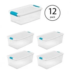 6 Qt. Clear Storage Box Container (12-Pack) and 106 Qt .Storage Box (4-Pack) by Sterilite