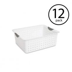 64 Qt. Large Ultra-Plastic Storage Bin Organizer Basket in White (12-Pack) by Sterilite
