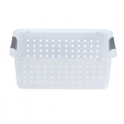 14 in. D x 5 in. H x 11 in. W White Plastic Cube Storage Bin by Sterilite