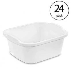 Durable Reinforced Plastic 12 qt. Kitchen Dishpan in White (24-Pack) by Sterilite