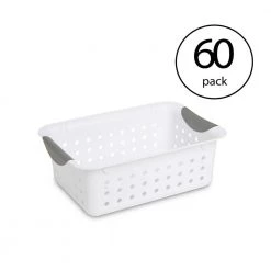11 in. D x 4 in. H x 8 in. W White Plastic Cube Storage Bin by Sterilite