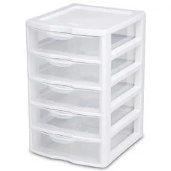 7.25 in. x 11 in. x 8.5 in. Clearview Small 5-Drawer Desktop Storage Unit, White (20-Pack) by Sterilite -Cheap Sterilite Store white sterilite storage drawers 175863 4f 1000