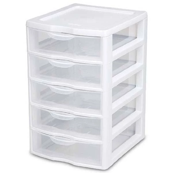 7.25 in. x 11 in. Clearview Small 5-Drawer Desktop Storage Unit, White (16-Pack) by Sterilite 5 7.25 in. x 11 in. Clearview Small 5-Drawer Desktop Storage Unit, White (16-Pack) by Sterilite - Image 3