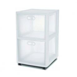 Ultra 26.25 in. H x 16 in. W x 18 in. D 2 Drawer Portable Rolling Storage Cart White by Sterilite