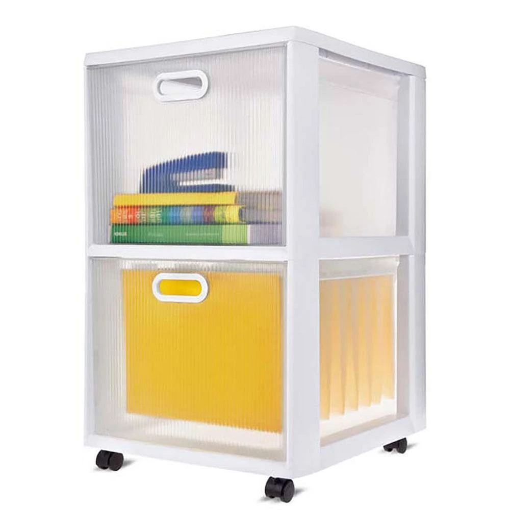 Ultra 26.25 in. H x 16 in. W x 18 in. D 2 Drawer Portable Rolling Storage Cart White by Sterilite 4 Ultra 26.25 in. H x 16 in. W x 18 in. D 2 Drawer Portable Rolling Storage Cart White by Sterilite - Image 2